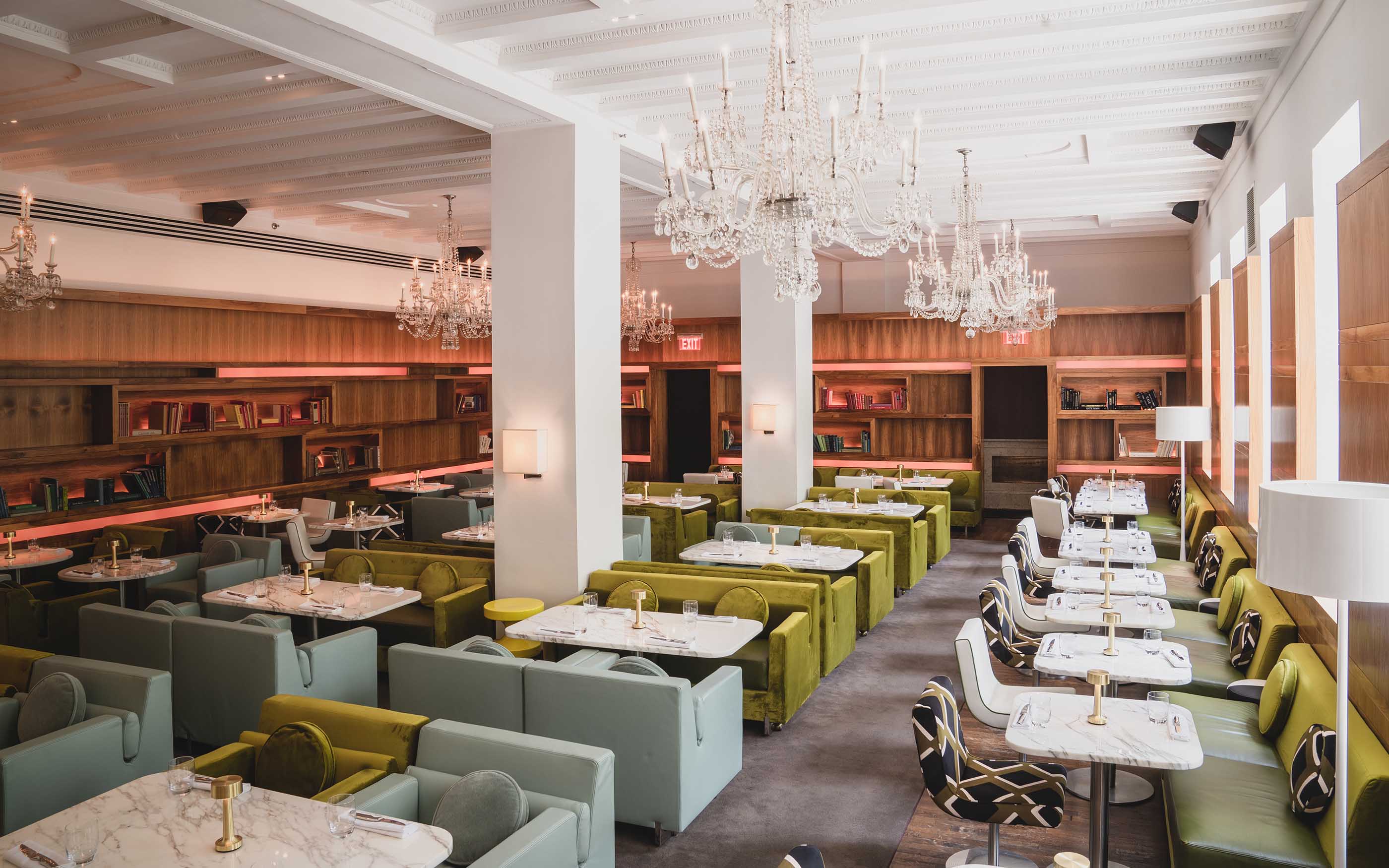 Wide view of main dining room.